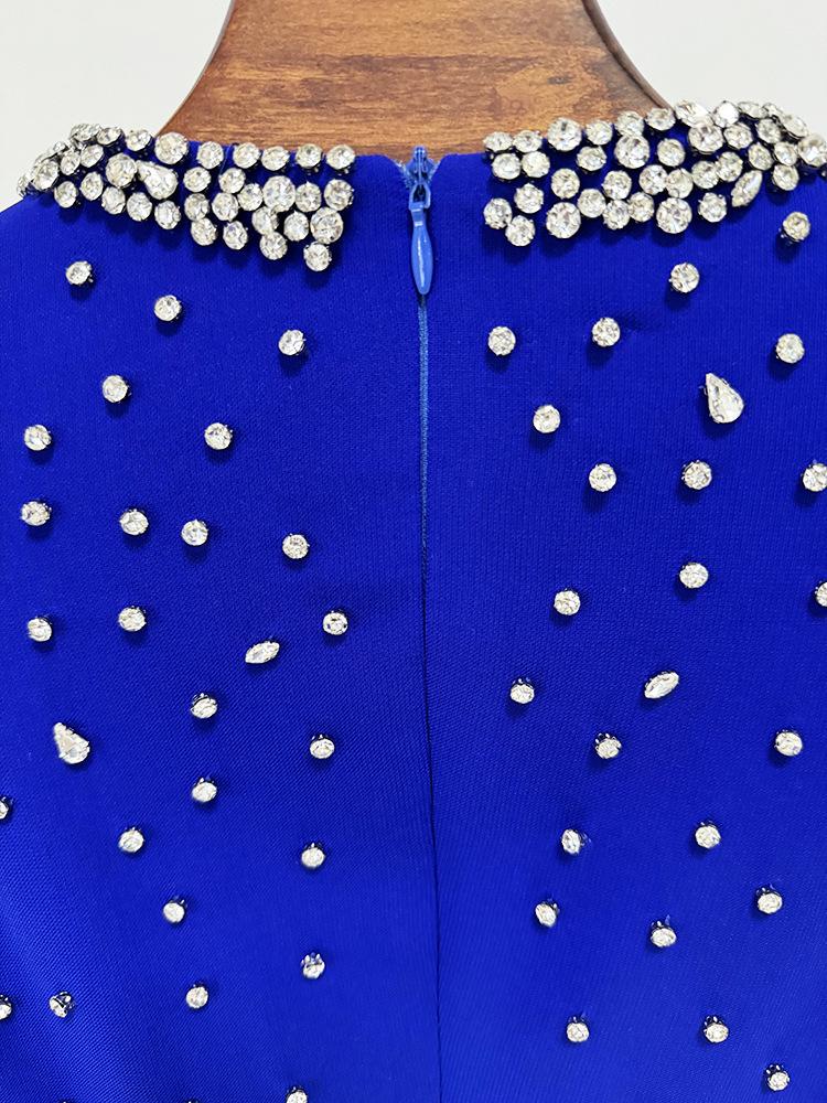 Evening Gown with Heavy Beading and Slit Sleeves - 2025 European & American Celebrity Fashion, Square Neck, Long Dress