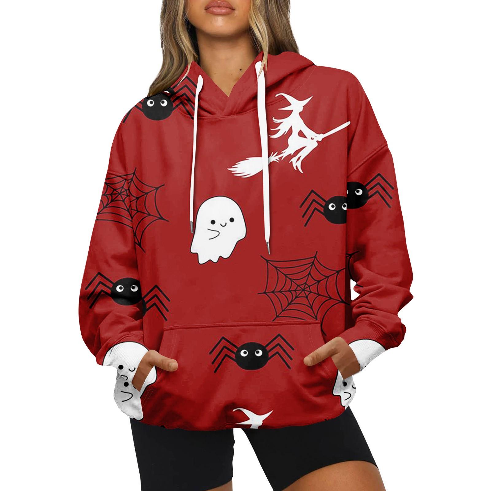 

Жіноча модна повсякденна толстовка з капюшоном і капюшоном на Хеллоуїн XXXL червоний