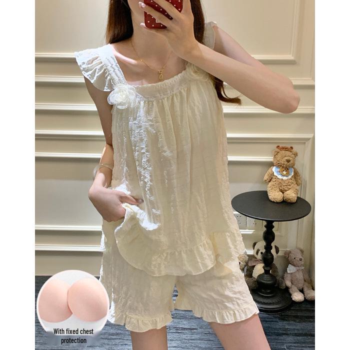 

Женский комплект пижамы-майки из облачного хлопка со встроенным бюстгальтером - Летняя коллекция 2026 Medium абрикосовый