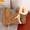 Soft leather version~ Northeast snow boots women's 2025 new winter mid-tube non-slip thick-soled piled thickened warm cotton shoes