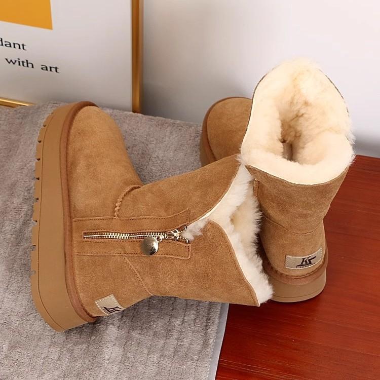 Soft leather version~ Northeast snow boots women's 2025 new winter mid-tube non-slip thick-soled piled thickened warm cotton shoes