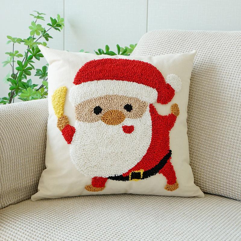 45X45Cm Christmas Cartoon Throw Pillow Cover Santa Claus Tufted Velvet Cushion Cover Decor Home Decorative Pillowcase