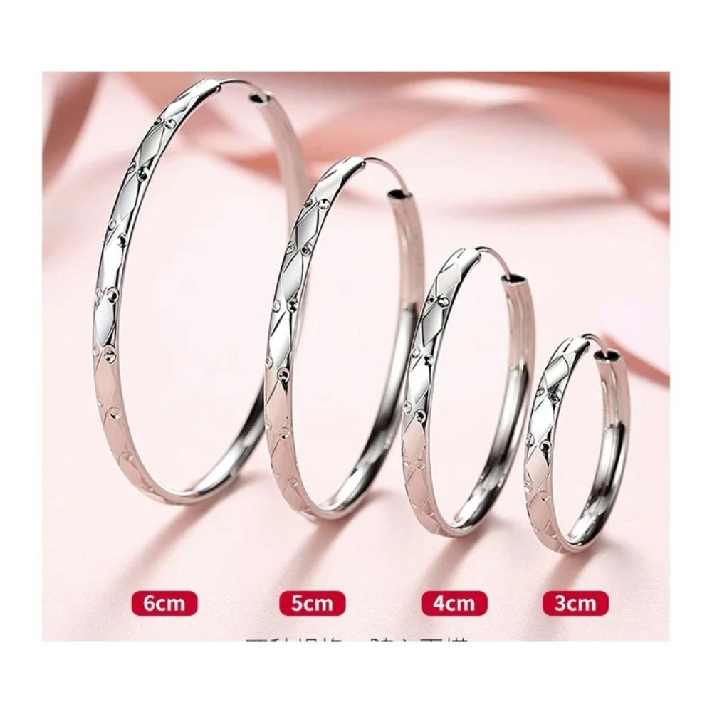 Real 925 Silver Earring Fashion Simple Korean Hoop Earrings For Women Charming Chic Party Fine Jewelry DD455