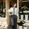 ZA Womens 2026 Fashion Polka Dot Short Blazer Slim Fit Round Neck Jacket