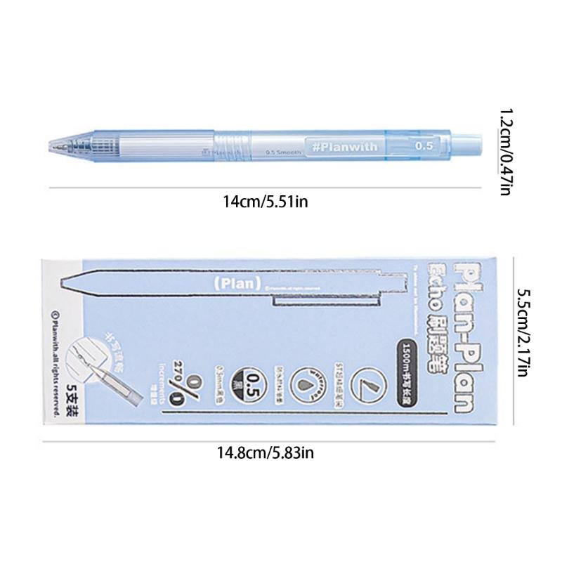 5 Stück Einziehbarer Gelstift 0,5 MM Schwarze Tinte Schnelltrocknend Ergonomischer Griff Gelstift Büro Schreibwerkzeug für Tägliche Notizen