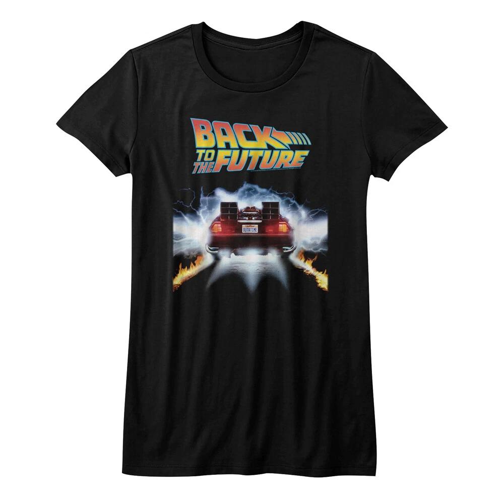 Back To The Future Movie Delorean Tail Lights Womans Fitted T Shirt L