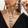 Metal Necklace Earrings Set Luxury Exaggerated Geometric Jewelry Set  Girls