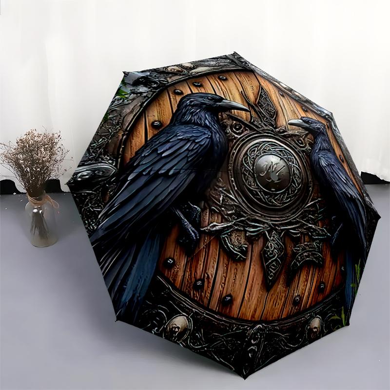 1PC Viking Theme Umbrella Portable Folding Umbrella Iron Frame Hole Bone Structure Outdoor Home Umbrella A3