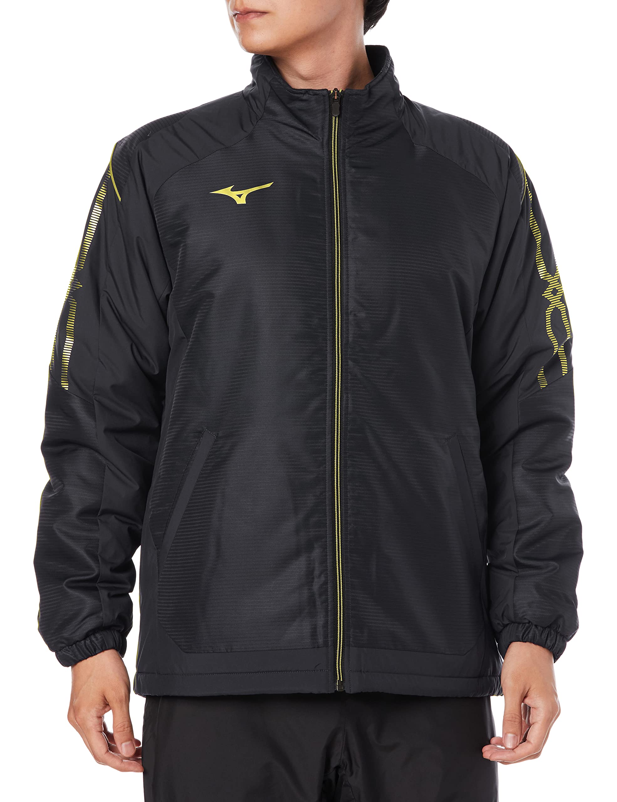 

Mizuno MC Line Breath Thermo Insulated Warmer Cold Weather Size Size S Jacket, Moisture-Wicking, Heat-Generating, Protection, Black/Gold, 32ME1630,