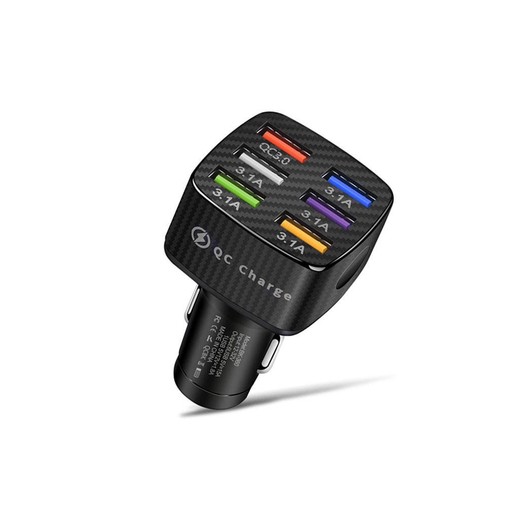 

Автомобильное зарядное устройство USB на 6 портов 15A QC3.0 3.1A быстрая зарядка USB автомобильное зарядное устройство для телефона быстрая зарядка автомобильное зарядное устройство для iPhone Huawei чёрный