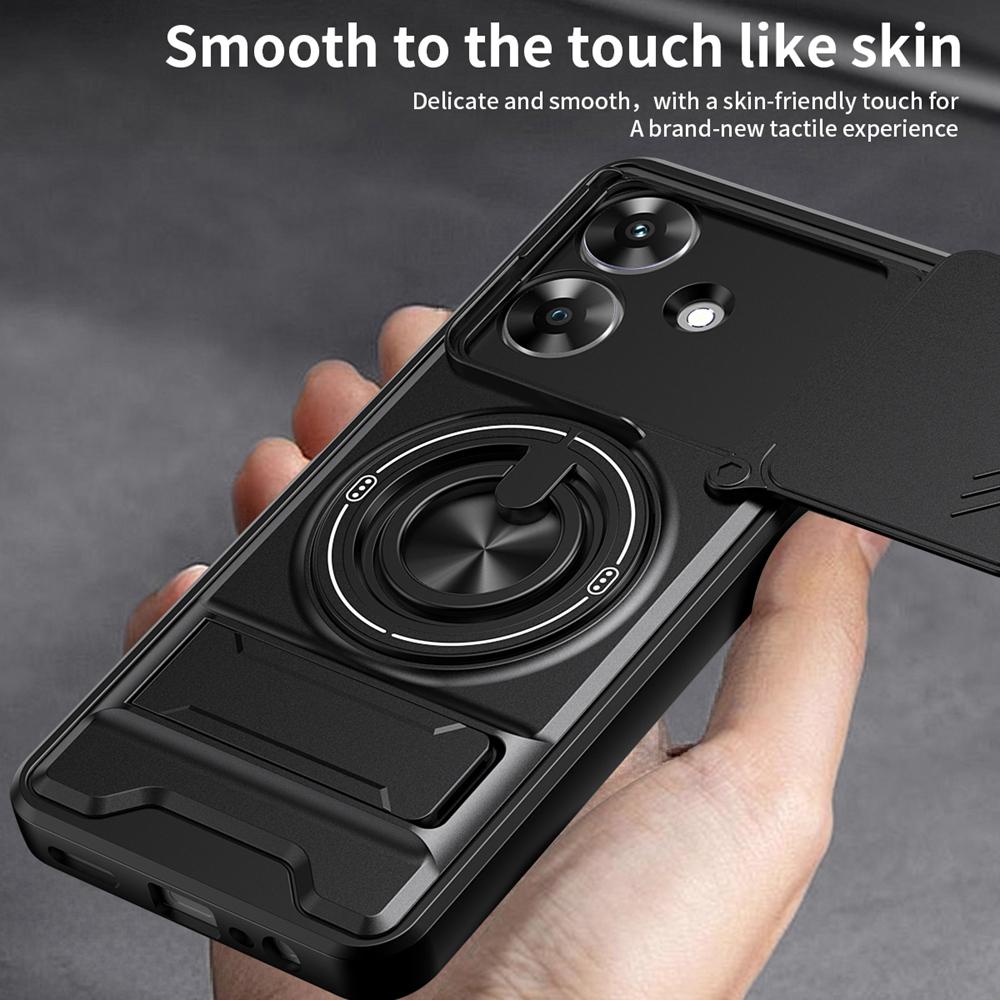 KEYSION Magnetic Phone Case for Realme Note 60 60X Slide Camera Protection Upright Kickstand 360° Ring Shockproof Back Cover