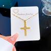 Titanstahl Leichter Luxus Kreuz Handfläche Voll Mit Zirkonia Inlay Mit Echtsilber Kette Damen Schlüsselbein Kette Mit Schmuck