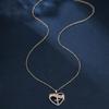 Women's Heart With Cross Necklace Love Heart White Cubic Zirconia Gold Color Clavicle Chain Gift