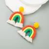 Women's Earrings Fresh Hand Woven Cotton Rope Tassel Earrings Sweet Lovely Rainbow Drop Earrings