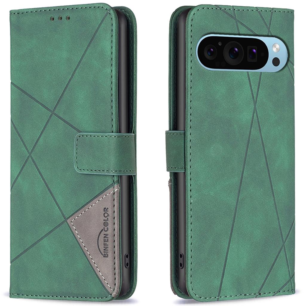 BINFEN COLOR For Google Pixel 9/Pixel 9 Pro Phone Cases Wallet Stand Geometry Imprinted Leather Cover