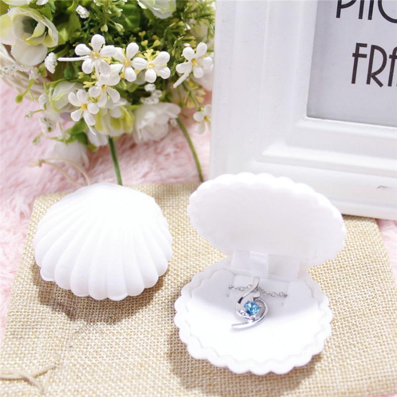 Shell Crown Star Shape Flocked Jewelry Box Adorable Small Organizer for Rings Necklaces Dresser Vanity Table Jewelry Storage