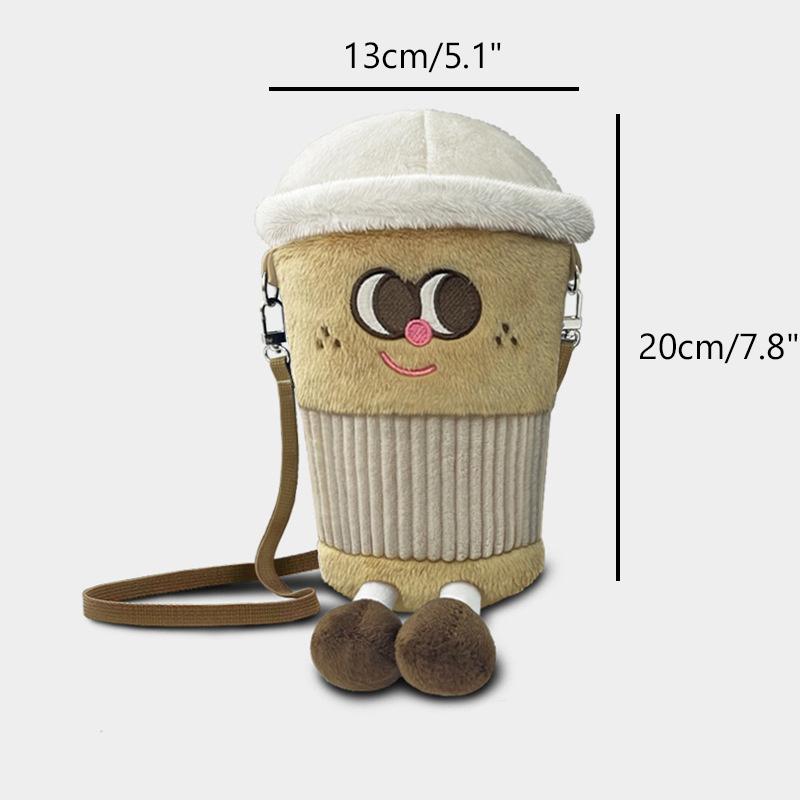 Lovely Coffee Cup Crossbody Bag Plush Toys Cartoon Americano Latte Coffee Zero Wallet Phone Bag For Girl Children Decor
