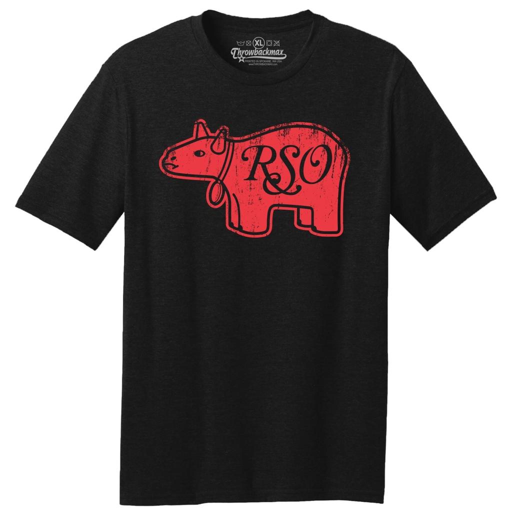 Throwbackmax RSO Record Label Classic Cut, Premium Tri-Blend Black T shirt