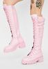 Stivali Alti con Plateau e Tacco Basso Autunno/Inverno con Cinturini con Fibbia, Taglie 40-43 Plus