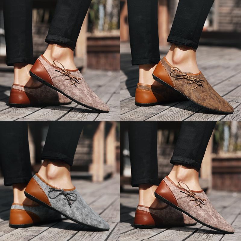 Classic Men Fashionable Casual Loafers Men Lace-up Lightweight Comfortable Travel Business Leather Shoes Sizes 38-44 Men Shoes