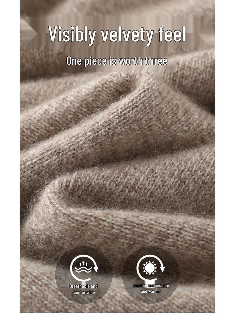 Men's Thick Heather Yarn Cashmere Sweater - Half-High Collar, Light Luxury, Warm for Autumn/Winter, New Style Knit Base Layer