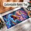 Teddy Bear Theme Crystal Velvet Rug Personalized Custom Name Text Soft Floor Mat Home Decor