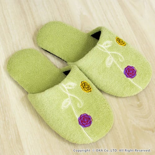 OKA Etoff Slippers (Fits feet 23cm-24cm) Green (Washable, Stylish, Indoor, Guest, Bathroom, Men's, Women's, Nordic Style)