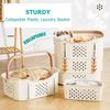 Collapsible Plastic Laundry Basket with Handles and Side Containers - Space-Saving Laundry Basket for Laundry Rooms, Bathrooms,