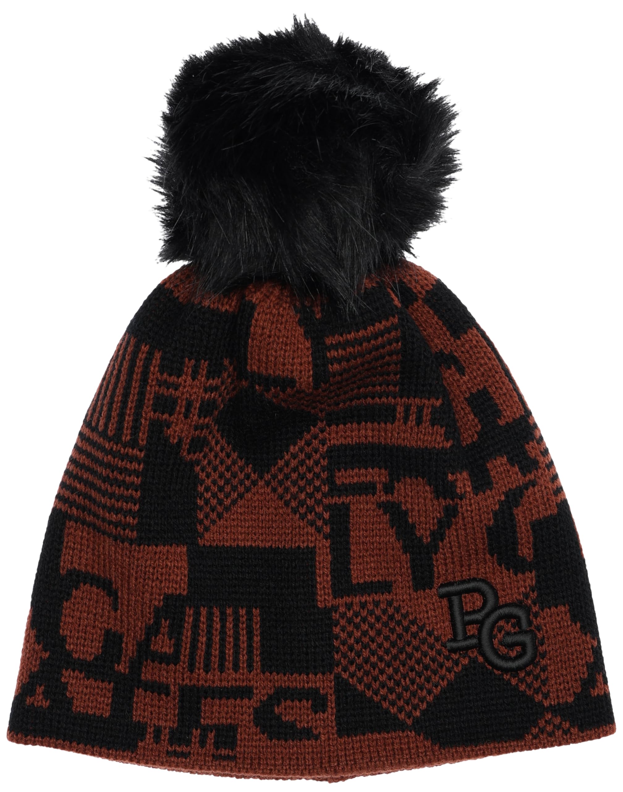 

[PEARLY GATES] Унисекс Вязаная Шапка в Клетку x Логотип Узор Вязаная Косами Шапка с Брахмой UNISEX 053-3287017 051Коричневый FR