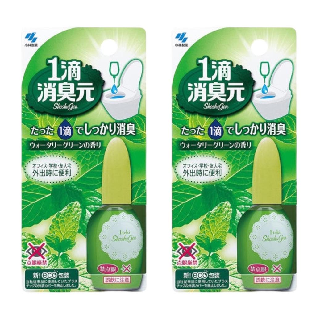 Kobayashi 1-Drop Toilet Deodorizer - Instant Odor Neutralizer - Sweet Rose & Watery Green scents (2 Pack)