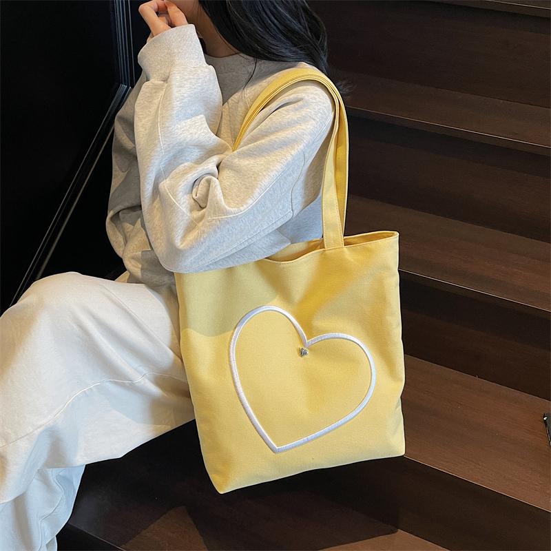 Love Canvas Bag Women's Large Capacity Tote Bag Commuter Underarm Bag