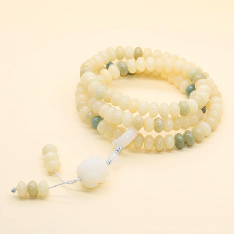 108 Bodhi Seed Lime Abacus Multi-turn Bracelet - Versatile Chinese Style Accessory