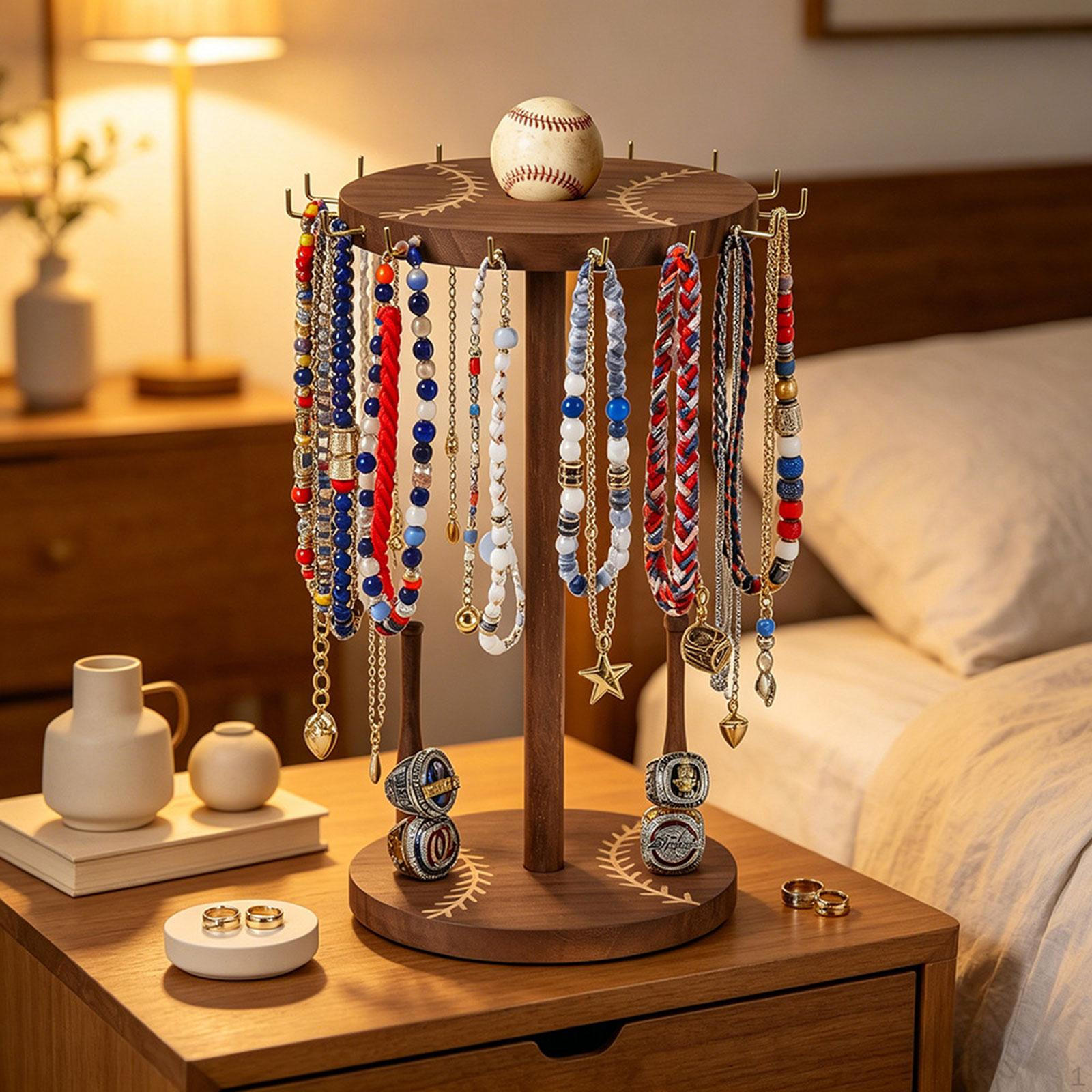 

Jewelry Holder Organizer Multifunctional Necklaces Decoration Wood Ornament Accessory for Dorm