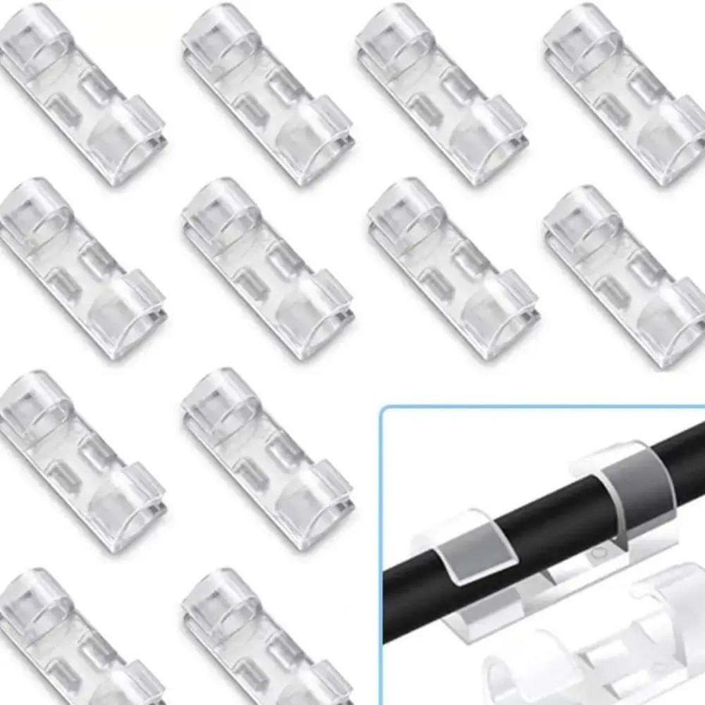 20Pcs Self Adhesive Cable Management Clips Cable Organizers Sticky Wire Clips Cord Holder for Laptop Ethernet Cable Desktop Home