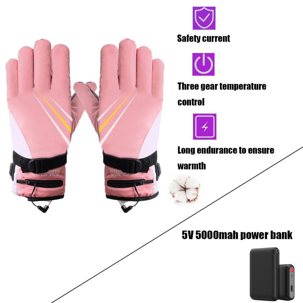 Electrically Heated Ski Gloves Rechargeable Three-speed Controlled Temperature Motorcycle Warm Gloves Warm Winter Outdoor Sports