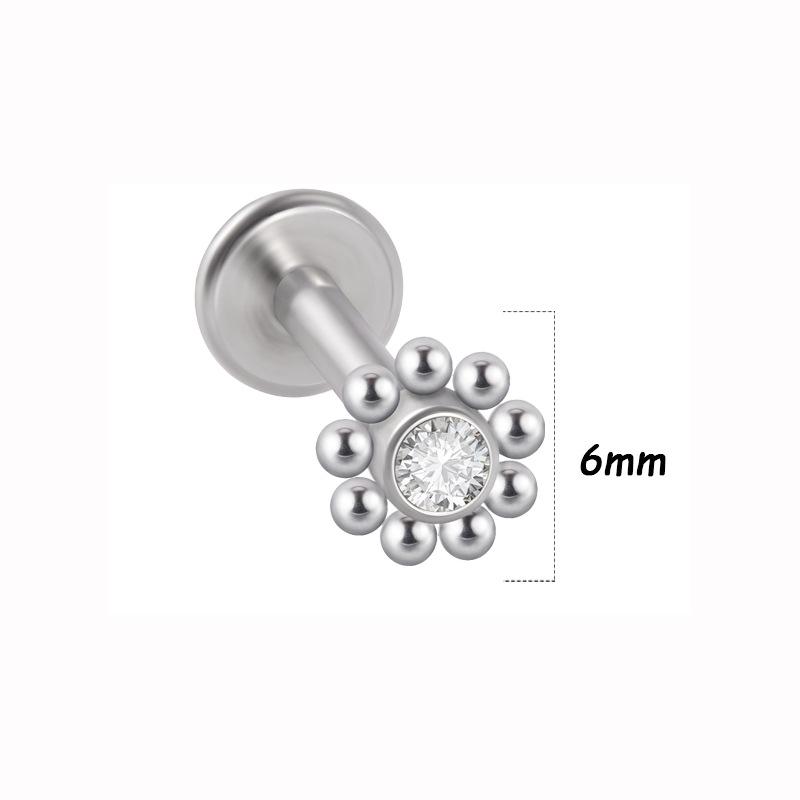 Titanium Steel 1.2 Gauge Crystal Cluster Triangle Lip & Ear Piercing Ring
