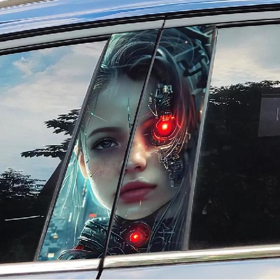 Cyberpunk Mädchen Autoaufkleber Lustig Auto B-Säule Wasserdichte Dekoration DIY Abdeckung Autotüren Säule Sonnenschutz Aufkleber Zubehör