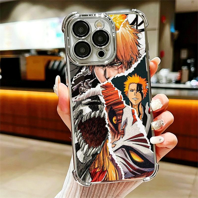 

Bleach Kurosaki Ichigo Soft Phone Case For iPhone 15 16 17 Air 14 Pro Max 16E Plus 13 12 Mini Plating Anti-Fall Fundas iPhone 17 Air