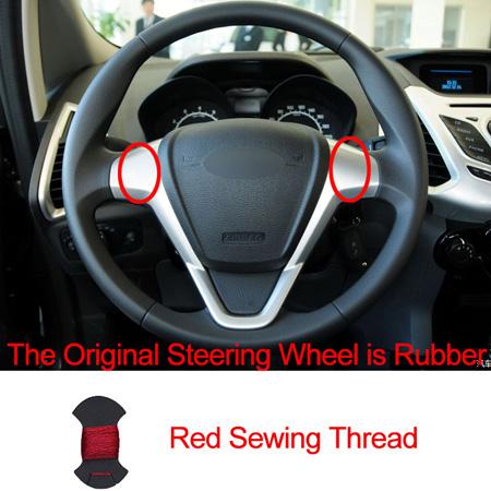 Hand Sewing Car Steering Wheel Cover For Ford Fiesta 2008-2016 2017 Ecosport 2014- 2015 2016 2017 Braid on the Steering wheel