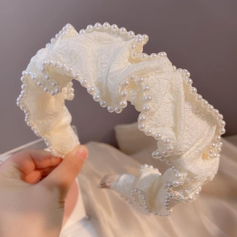 French Retro Pearl Knotted Headband - Elegant White Accessories for Spring & Summer