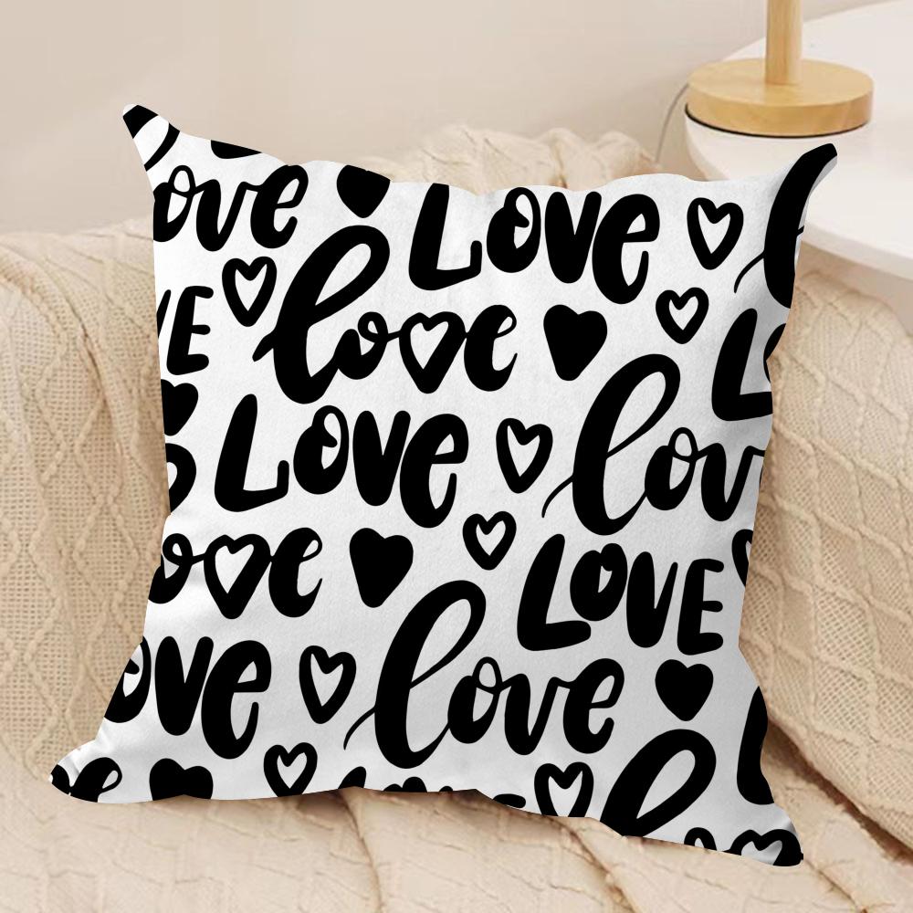 Valentines Day Heart Graffiti Cushion Cover Pillowcase Ultra Soft Skin Friendly Fabric Cloud Like Comfort Concealed Zipper