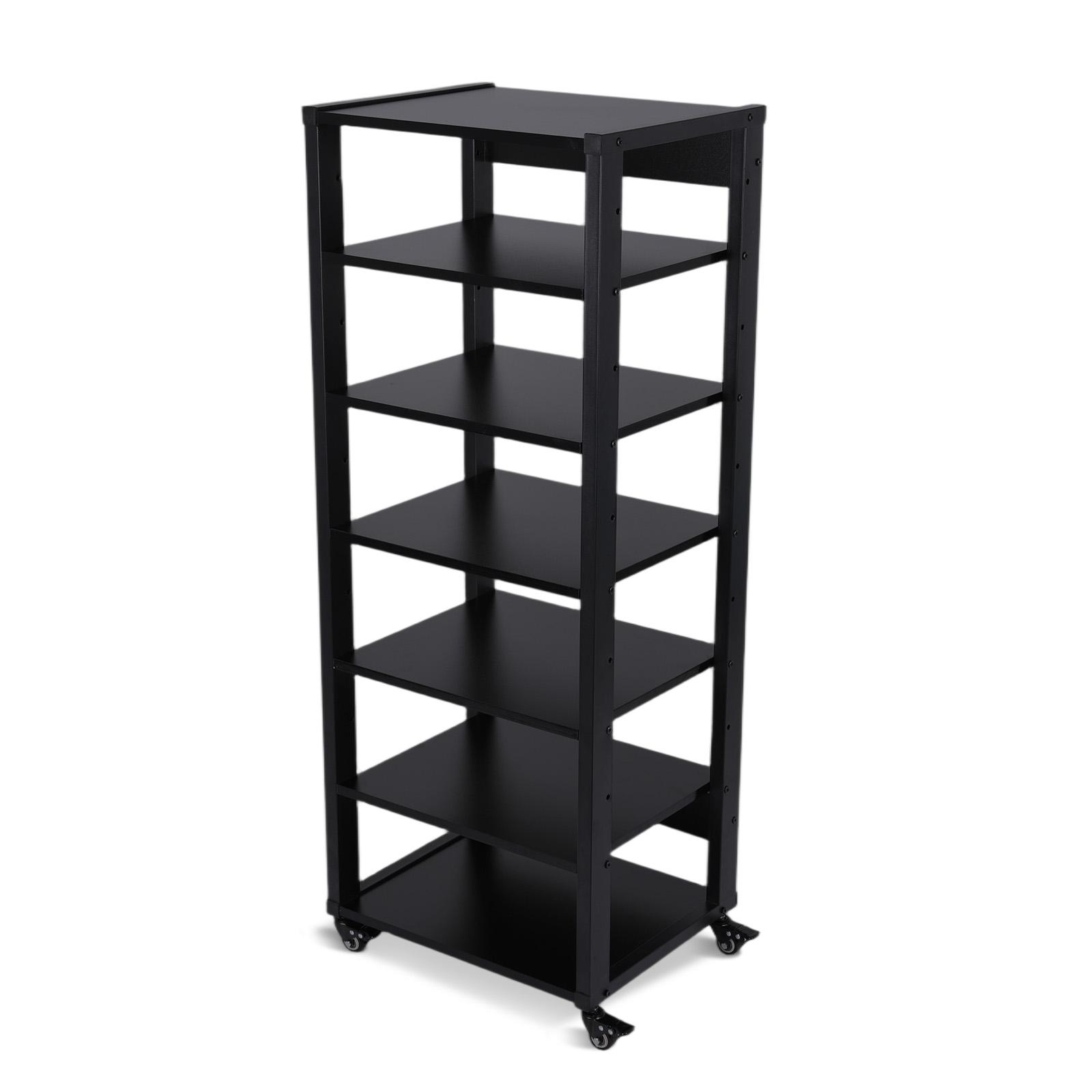 

7-Tier AV Media Stand with Caster Wheels Video Game Equipment Console Shelf with Adjustable Shelves Suitable for Home and Office