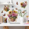 Hand Painted Sunflower Basket and Butterfly Wall Sticker for Bedroom Living Room Background Self-Adhesive Removable Home Decor