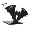 Safe Flameless Candle Holders Halloween Bat Ornament Solid Wood Tea Holder Black Table Ornament Spooky Decoration for Desktop Electronic