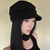 Retro Yamamoto style thin breathable washed linen pleated design octagonal hat temperament show face small equestrian hat
