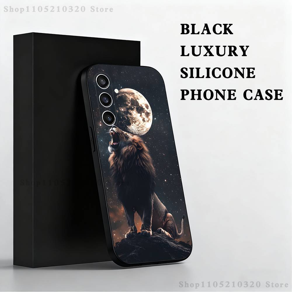 

Animal domineering lion Phone Case For Samsung S25,S24,S21,S22,S23,S30,Ultra,S20,Plus,Fe,Lite,Note,10 Black Soft Shell SamsungS24Ultra 5G