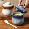Retro Ceramic Bowl with Lid Restaurant Steamed Egg Bowl Dessert Bowl Soup Bowls Tea Bowls Molecular Food Specialty Tableware