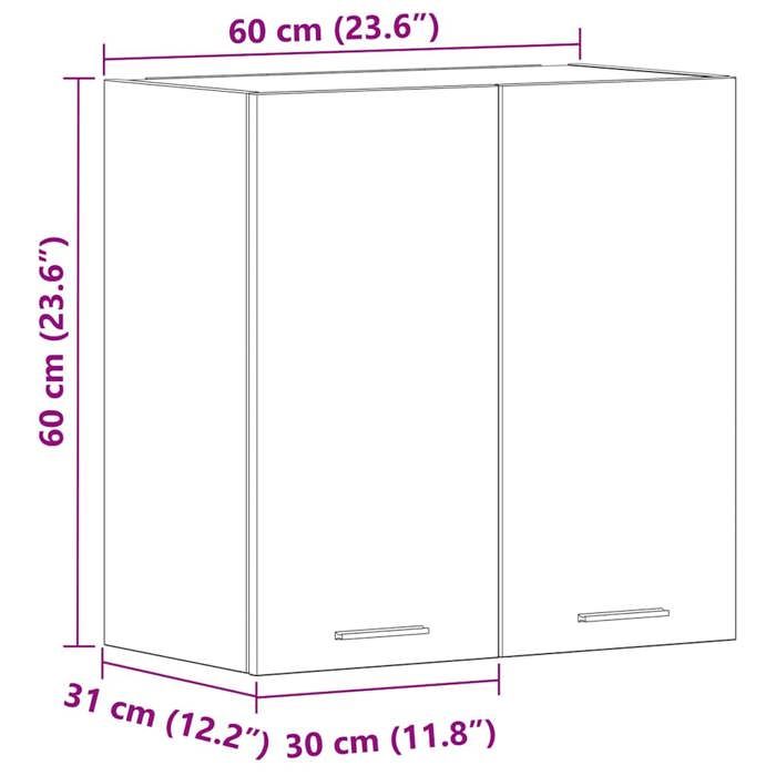VidaXL Armoire murale cuisine gris béton 60x31x60 cm bois d'ingénierie, meuble mural de cuisine, armoire pour mur de 861228