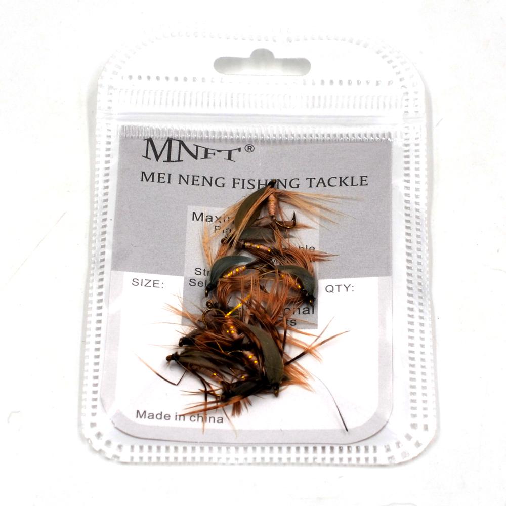 MNFT 10PCS 12# Dry Flies Economic Fly Selection Fishing Lures Golden Wire Yellow Zebra Body Fishing Flies