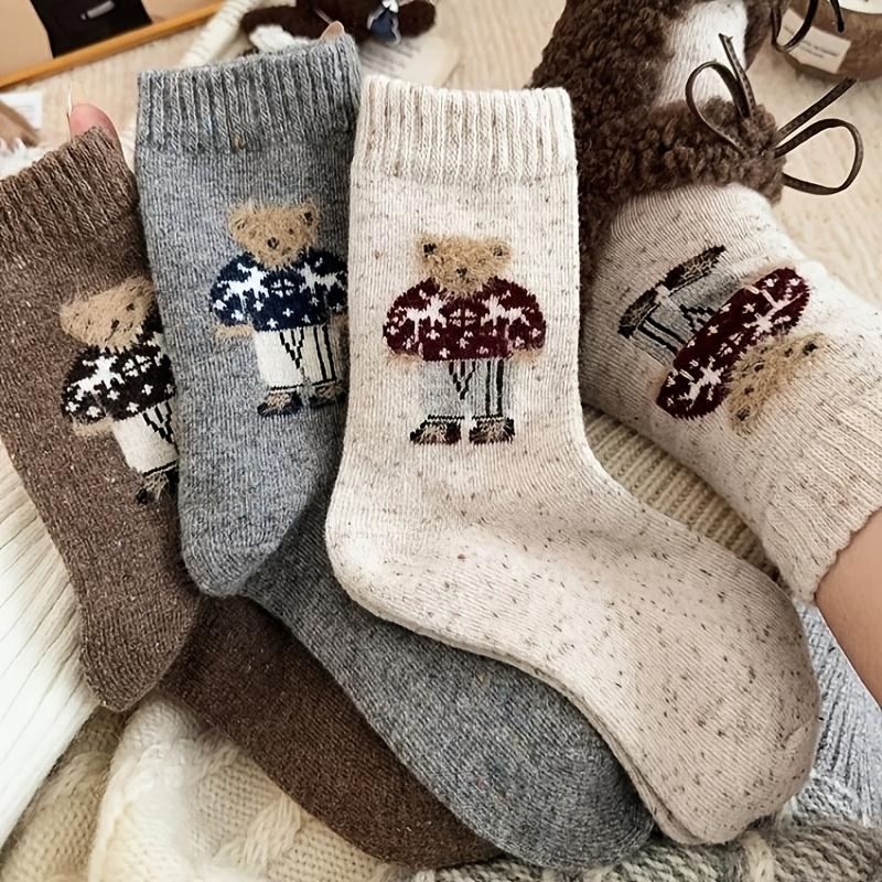 5 Pairs Women's Winter Mid-Calf Socks Soft Animal Pattern, Casual Formal Wear, Cute Socks, Cold Weather Wear, Plush Material, Sock Lovers